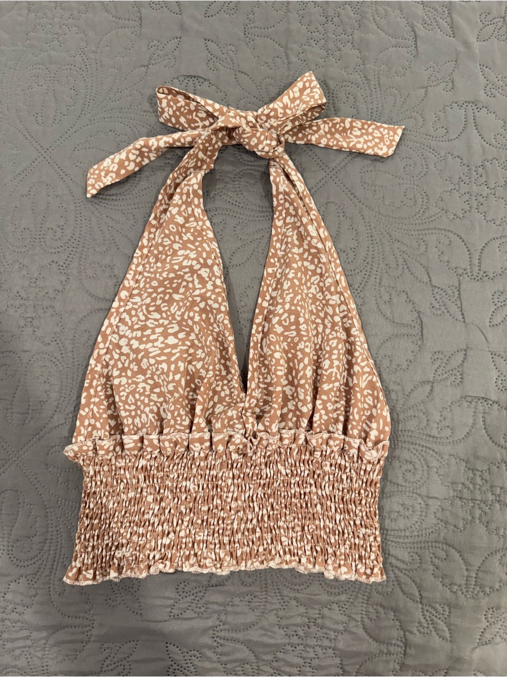 Sleeveless Halter Crop Top - Printed